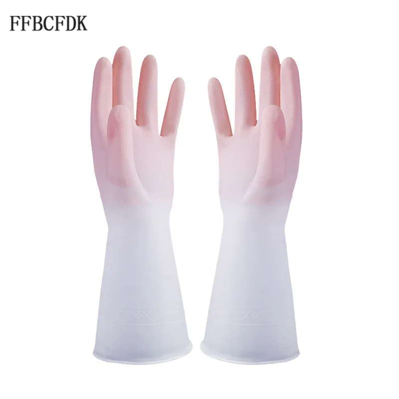 FFBCFDK Household Dishwashing Gloves Women Washing Clothes Waterproof Rubber Gloves Thin Household Brush Bowl Latex Gloves ﻿