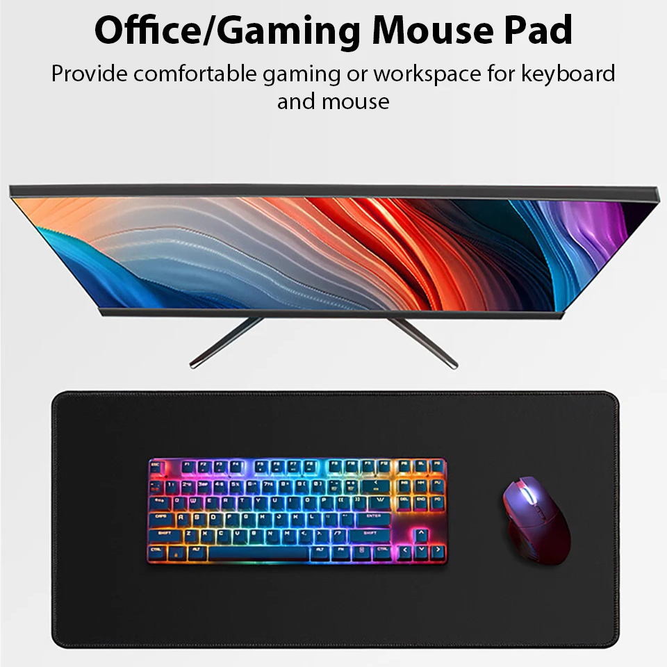 letoom Large Mouse Pad Anti-Slip Rubber Mouse Mat Computer PC Gamer Desk Mat Stitched Edge Large Office Gaming Mousepad Accessories