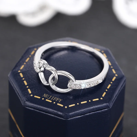 NUJIFFY Novel Heart Round Design Rings Glossy Gorgeous Chic Wedding Bridal Jewelry for Lady Delicate Charms Finger Accessories