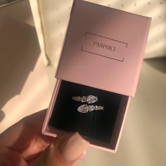 PANPOKI New Arrival Unique Design Silver Color Adjustable Fashion Ring for Women Valentine's Day Gift Jewelry
