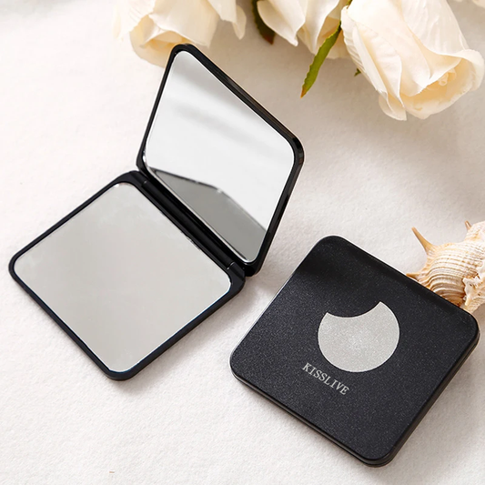 KISSLIVE Foldable Makeup Mirror Mini Square Makeup Vanity Portable Hand Mirrors Double-sided Compact Cosmetic Mirror
