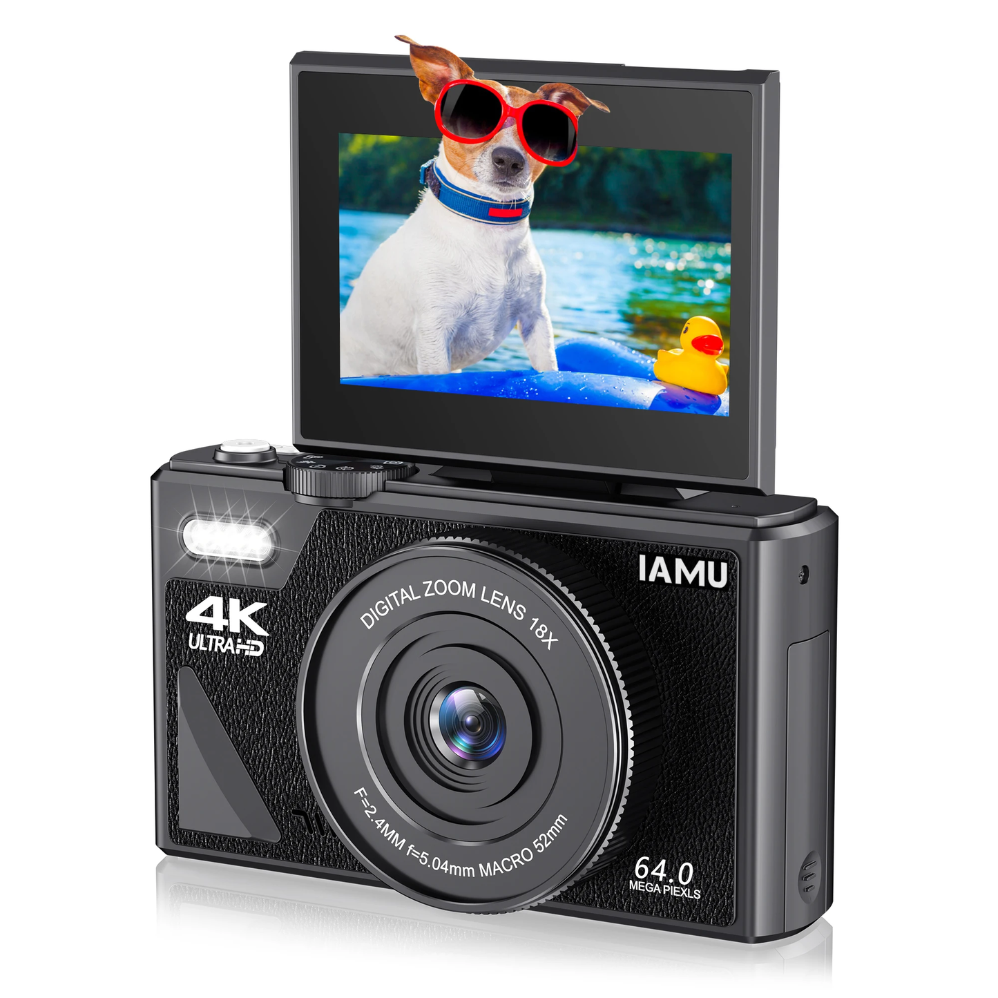 IAMU 4K Camera for Photography 18X Digital Zoom Video Vlogging Camcorder for YouTube 3'' Flip Screen 64MP WIFI Selfie Webcam Cameras