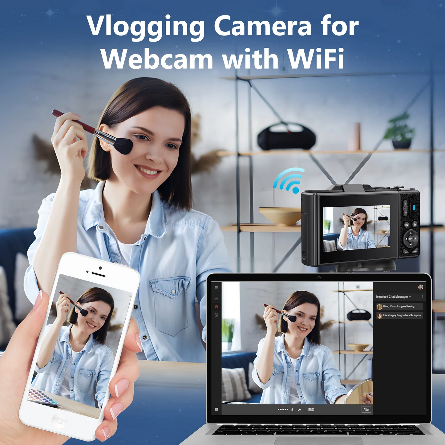 IAMU 4K Camera for Photography 18X Digital Zoom Video Vlogging Camcorder for YouTube 3'' Flip Screen 64MP WIFI Selfie Webcam Cameras