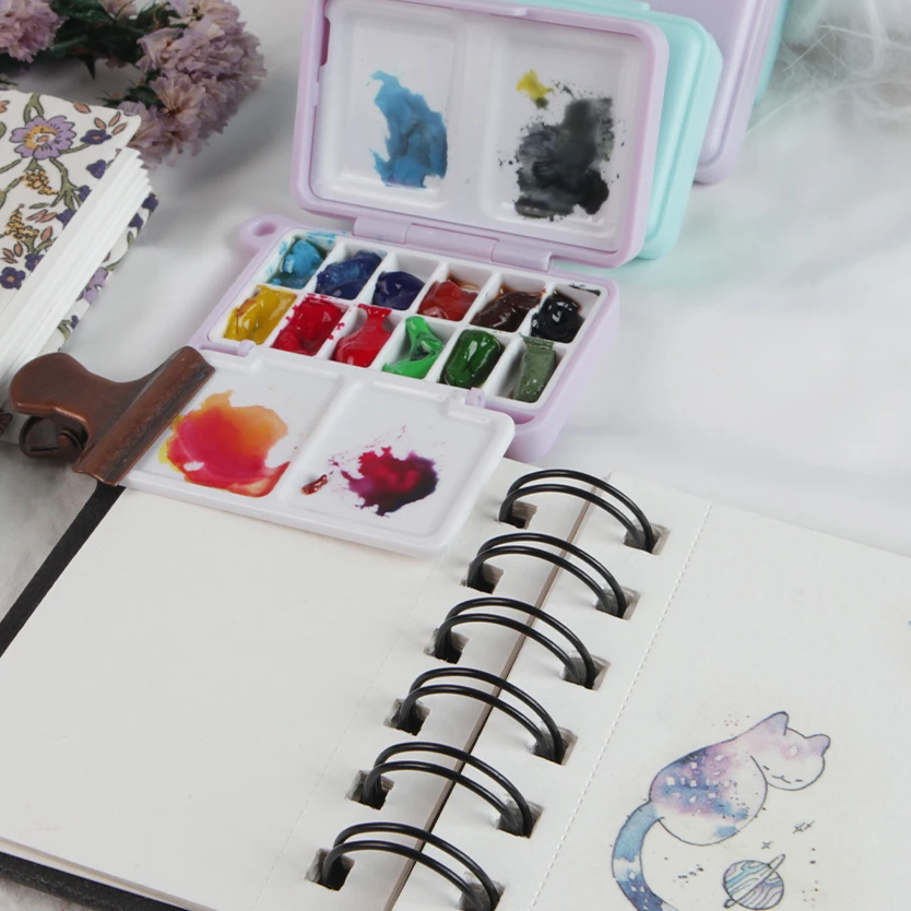 1pc Mini Portable Plastic Painting Box for Watercolor Paint Subpackage paint boxes for use in schools