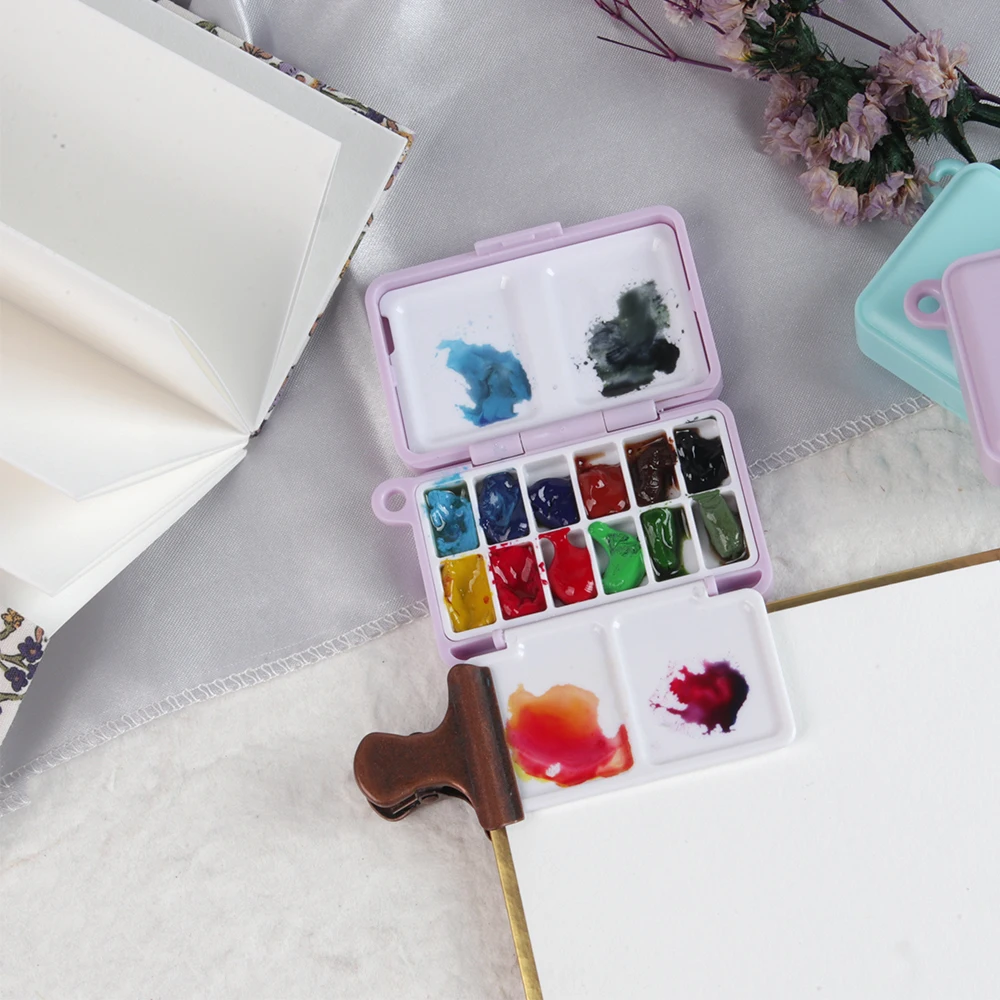 1pc Mini Portable Plastic Painting Box for Watercolor Paint Subpackage paint boxes for use in schools