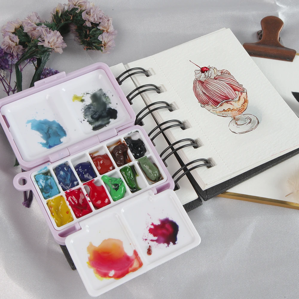 1pc Mini Portable Plastic Painting Box for Watercolor Paint Subpackage paint boxes for use in schools
