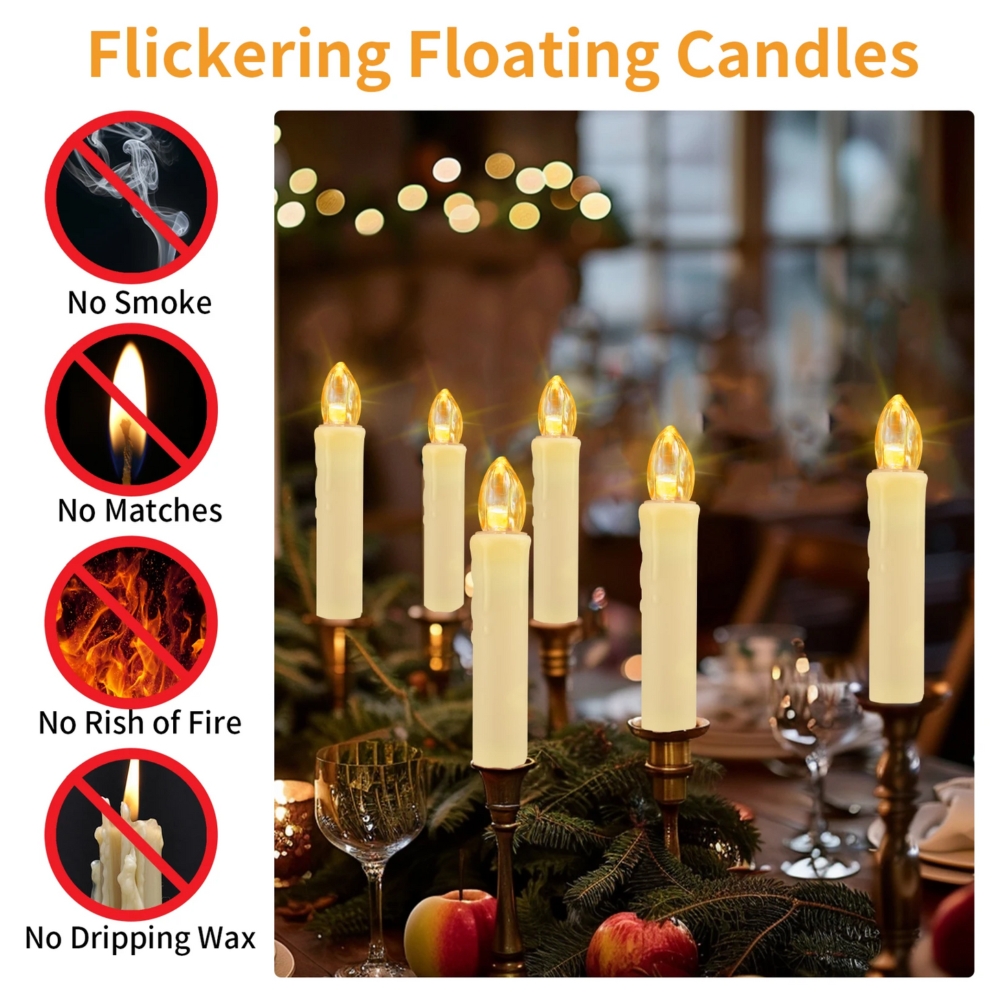 weqneon Flameless LED Taper Candles Christmas Tree Electric Candle Lights Mini Taper Clip-On Candles with Remote Timer Lights electric for Christmas trees