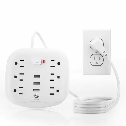 AGOAL Power Outlet with Surge Protector 6 sockets 3 USB Ports 3.3ft Extension Cord Fire Resistant For Home and Office White