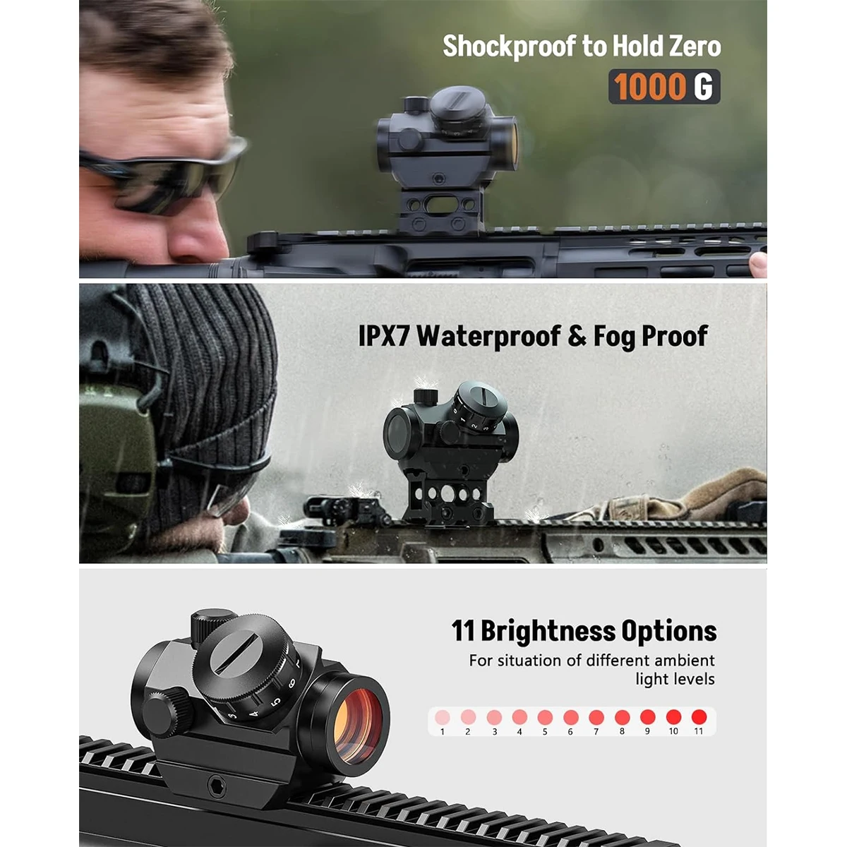 OPD  Red Dot Sight 1x25mm Reflex Sight Waterproof & Shockproof & Fog-Proof Red Dot Scope with 1 inch Riser Mount