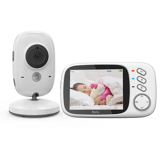 Pyrix 3.2 Inch Wireless Video Baby Monitor With Lullabies Auto Night Vision Two Way Intercom Temperature Monitoring