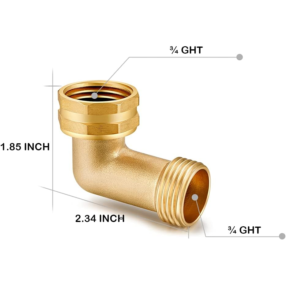Unwaver Garden Hose Elbow Connector 90 Degree Solid Brass Pipe Fittings Hose Elbow (2 SETS)