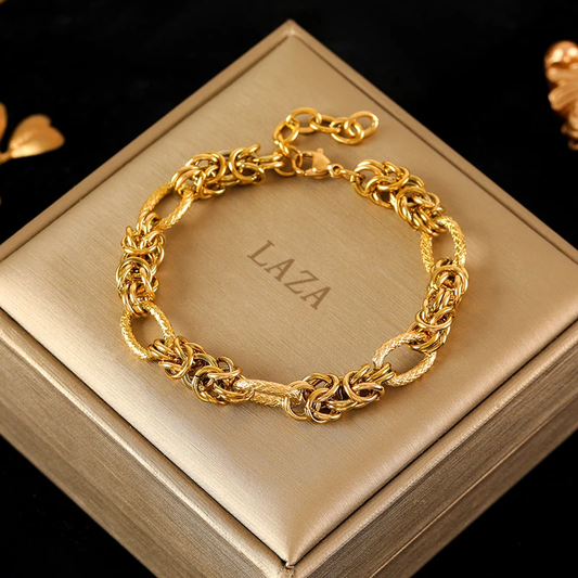 LAZA Stainless Steel Twisted Bracelet Bangles For Women Trendy 18K Gold Plated Wrist Chain Waterproof Jewelry Gift Party