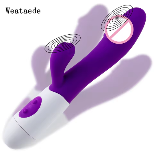 Weataede Silicone G Spot Dildo Rabbit Vibrator Dual Vibration 10 Speeds Female Vagina Clitoris Massager Adult Sex Toys For Women