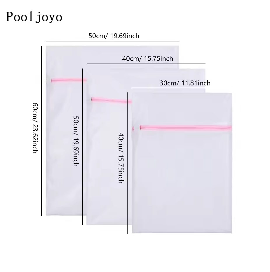 Pooljoyo 3Pcs/Set Bra Underwear Products Zippered Mesh Laundry Bags Baskets Household Cleaning Tools Accessories Laundry Care