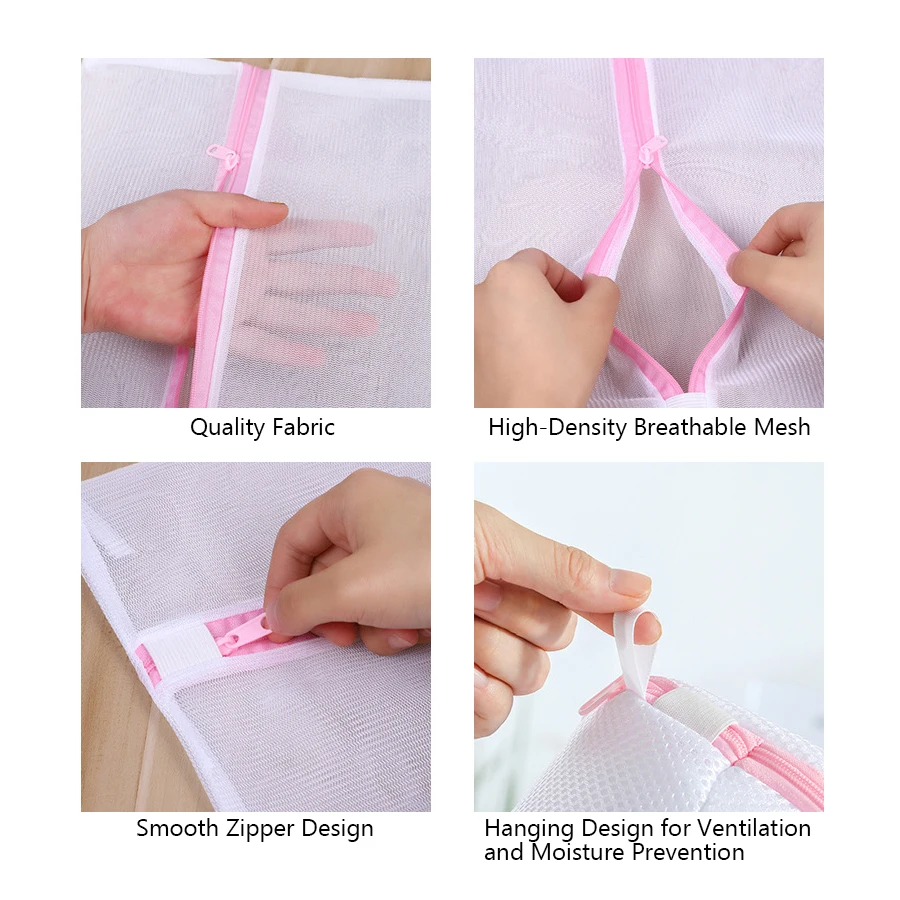 Pooljoyo 3Pcs/Set Bra Underwear Products Zippered Mesh Laundry Bags Baskets Household Cleaning Tools Accessories Laundry Care