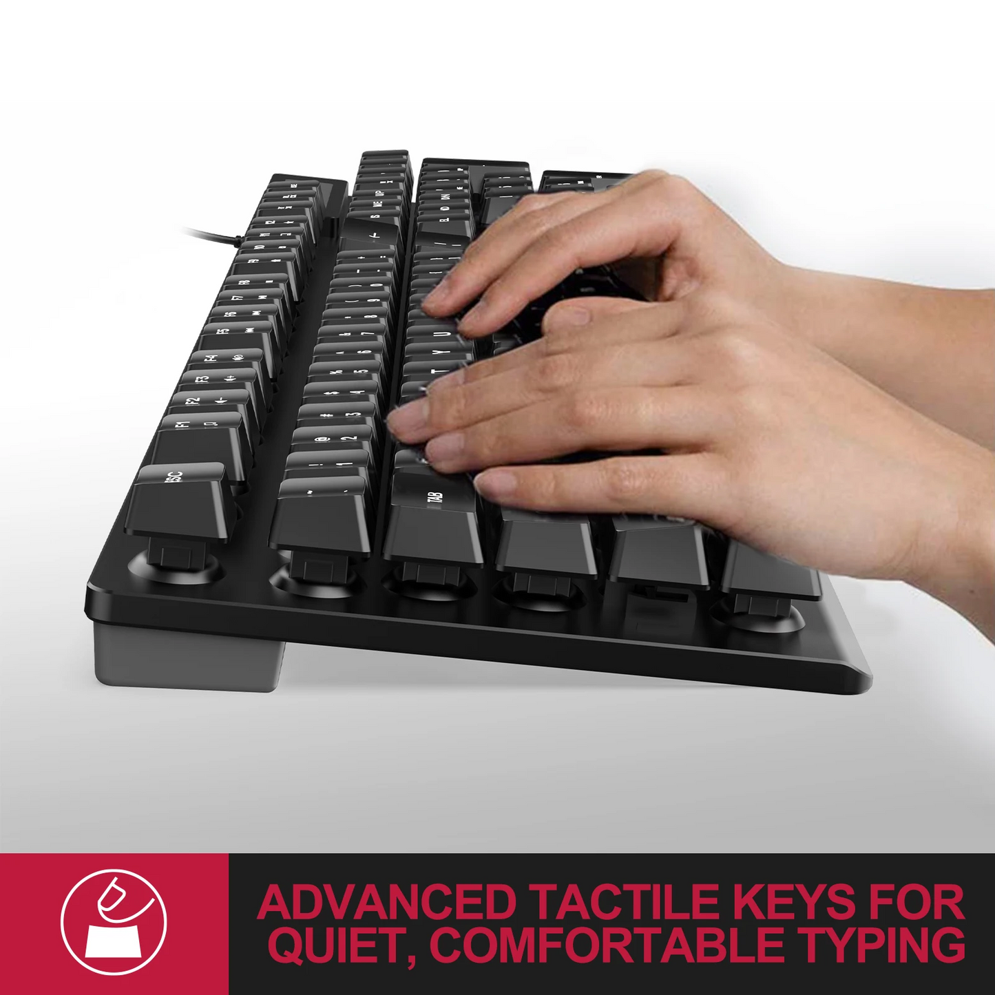 MYNINES Wired Computer Keyboard Full-Size with 12 Multimedia Keys Compatible with PC Laptop (Black)