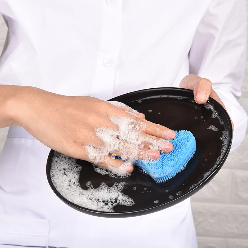 AIOUE 3Pcs Silicone Dish Washing Brush Pot Pan Sponge Kitchen Cleaning Brush Silicone Scouring Pad Pot Pan Wash Brush
