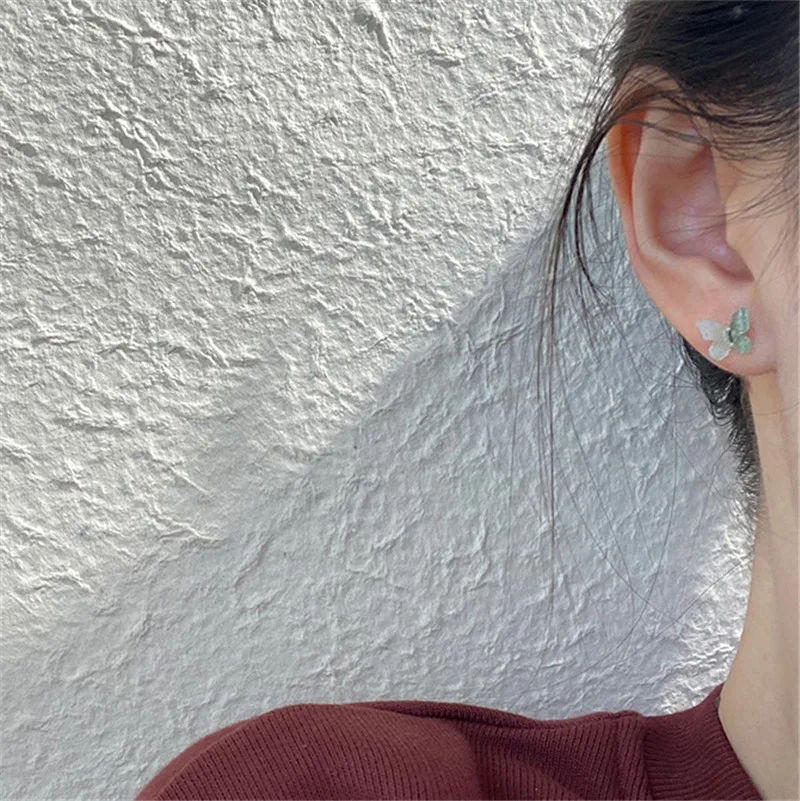ASULIIAS Simple Colorful Fairy Stereo Butterfly Stud Earrings For Women Mini Cute Hypoallergenic Butterflies Earring Party