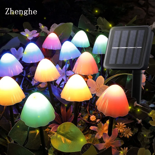Zhenghe 10 LED Solar Mushroom Lights Outdoor Waterproof Decorative Street Lights for Lawn Garden Patio Christmas Holiday Decoration
