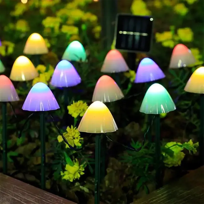 Zhenghe 10 LED Solar Mushroom Lights Outdoor Waterproof Decorative Street Lights for Lawn Garden Patio Christmas Holiday Decoration