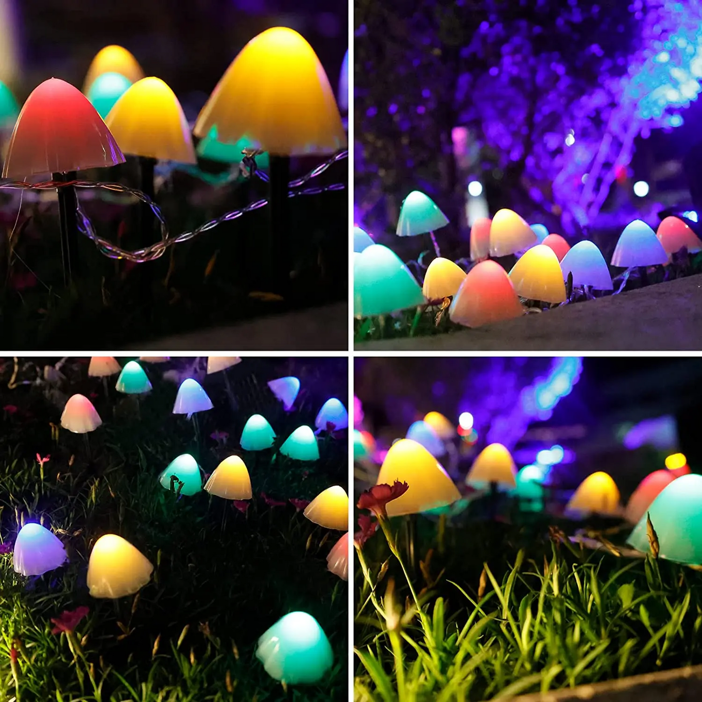 Zhenghe 10 LED Solar Mushroom Lights Outdoor Waterproof Decorative Street Lights for Lawn Garden Patio Christmas Holiday Decoration