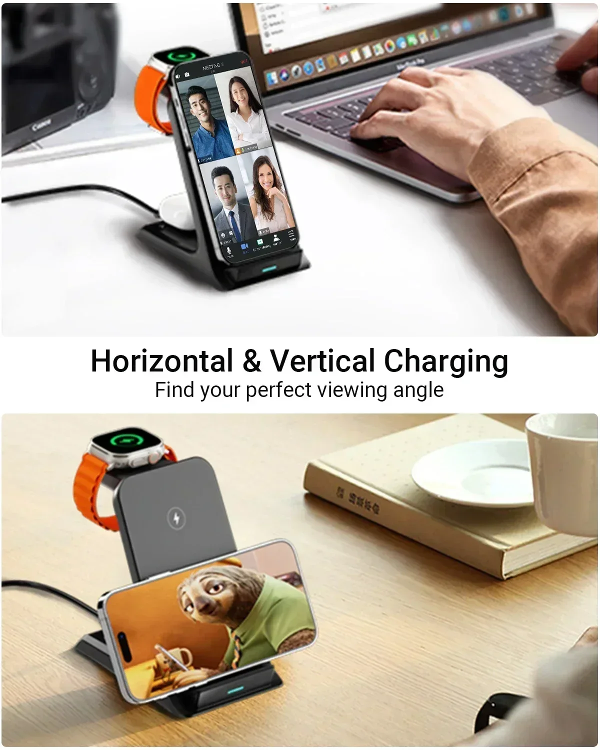 youchen 3 in 1 Wireless Charger Stand Fast Charging Station Dock