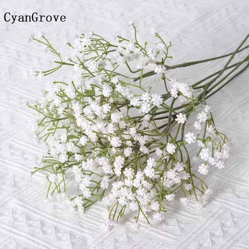 CyanGrove 90Heads 52cm White Artificial Flowers Wedding DIY Bouquet Decoration Arrangement Plastic Fake Flower Home Decor