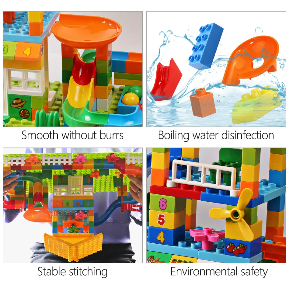 little ouchies 153PCS Big Particle Roof Blocks Compatible City House Big Size Slide Building Blocks Castle Brick Toys For Children