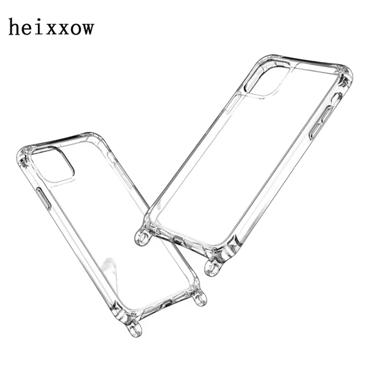 heixxow Transparent Shockproof Phone Case With Ring Hole Clear Four-Corner Airbag Soft Bumper Cover