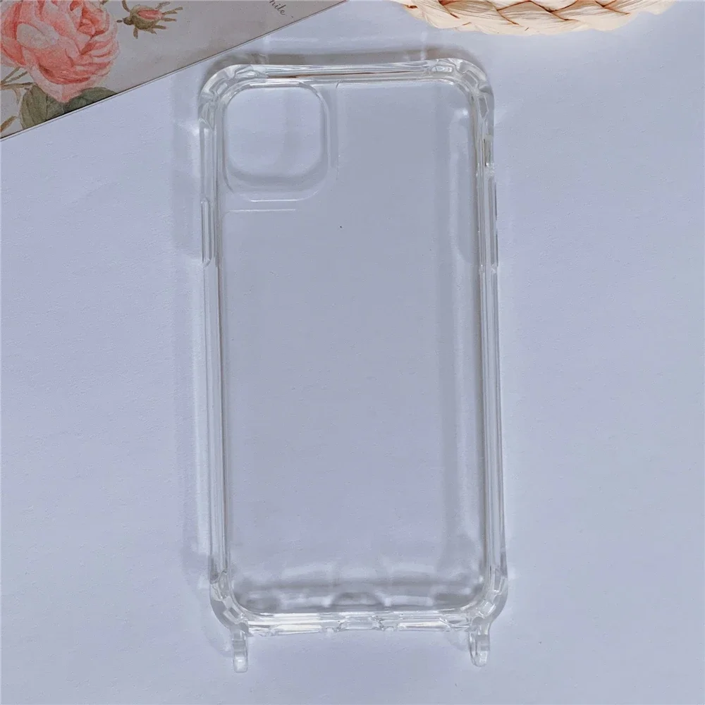 heixxow Transparent Shockproof Phone Case With Ring Hole Clear Four-Corner Airbag Soft Bumper Cover