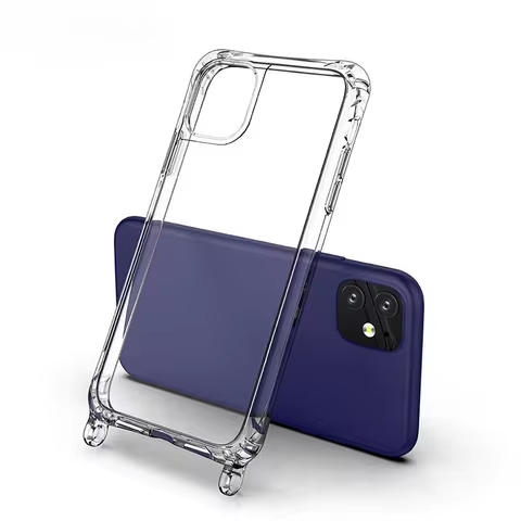 heixxow Transparent Shockproof Phone Case With Ring Hole Clear Four-Corner Airbag Soft Bumper Cover