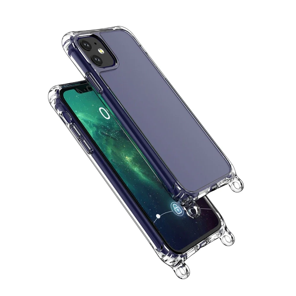 heixxow Transparent Shockproof Phone Case With Ring Hole Clear Four-Corner Airbag Soft Bumper Cover