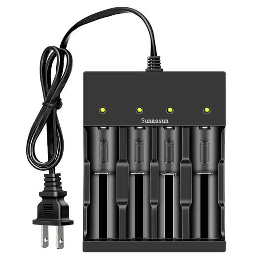 Sunassun 4 Bay Smart Universal Charger for 3.7V Rechargeable Li-ion Batteries Compatible Battery chargers