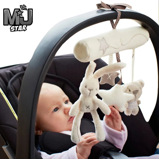 MJSTAR Hanging Bed Rabbit Baby Hand Bell Safety Seat Plush Toy Multifunctional Plush Toy Stroller Mobile Gifts Infant toys