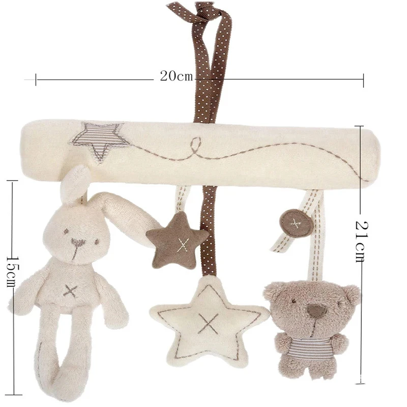 MJSTAR Hanging Bed Rabbit Baby Hand Bell Safety Seat Plush Toy Multifunctional Plush Toy Stroller Mobile Gifts Infant toys