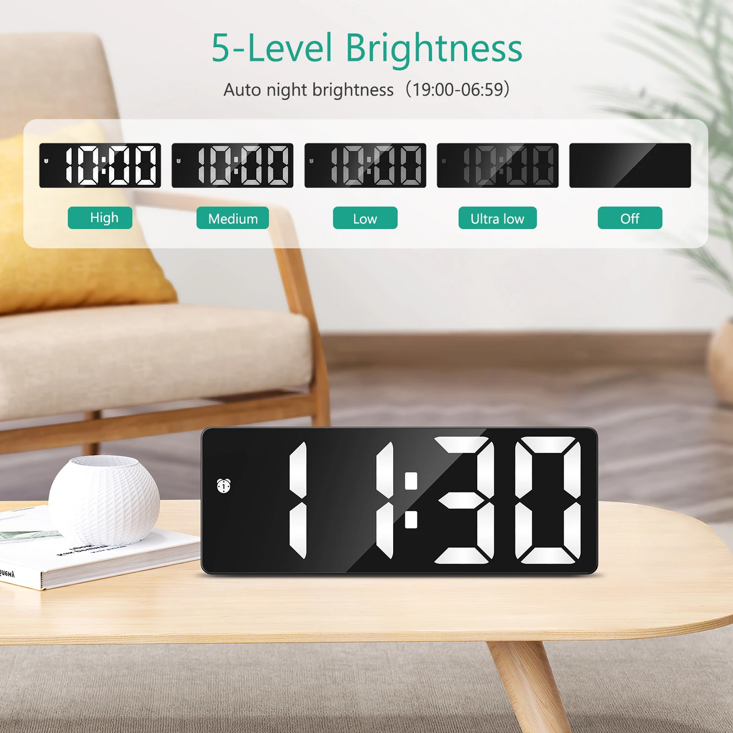 COELUS Upgraded LED Clock Digital Alarm Clocks Desktop Bedside Electronic Desk Watch Snooze Desk Clock Wake Up Alarm Clock