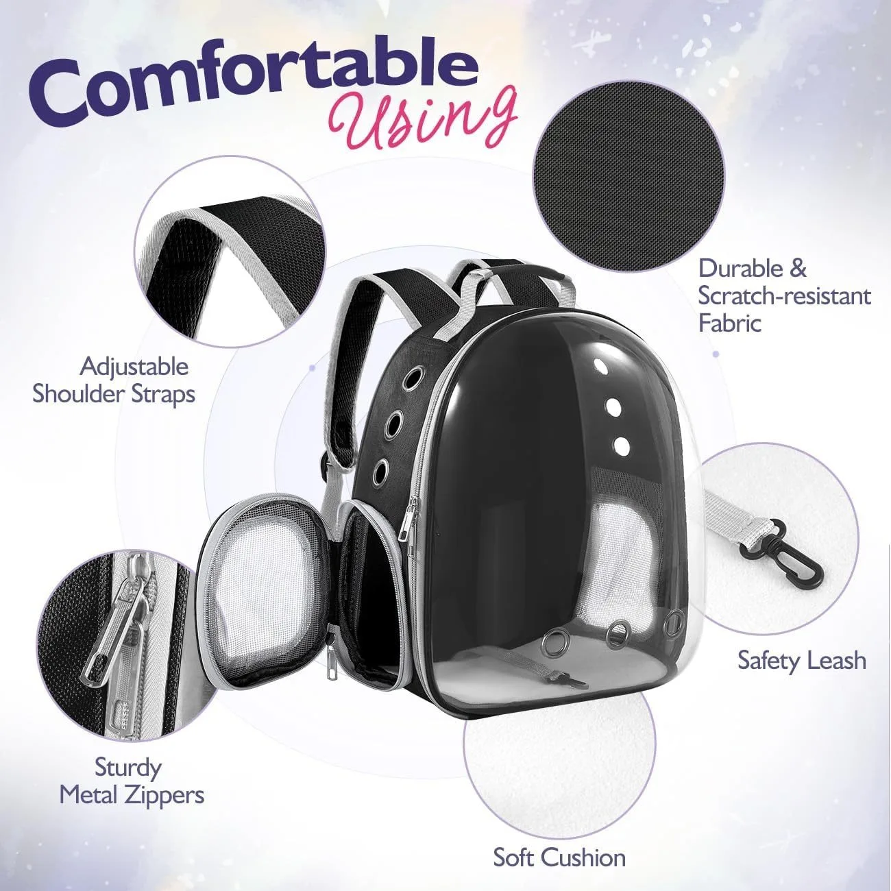 Sylphide Backpack Carrier for Small Medium Dogs Cats Transparent Cat Space Capsule Breathable Cat/ Dog Travel Bag Backpacks for pets