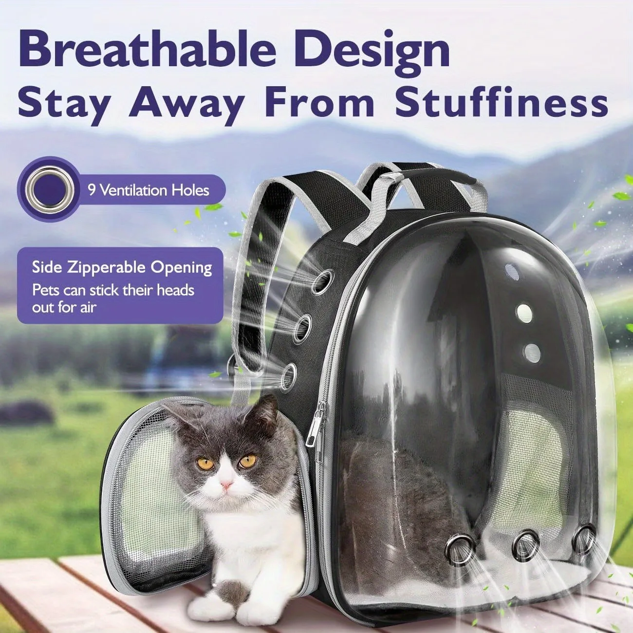 Sylphide Backpack Carrier for Small Medium Dogs Cats Transparent Cat Space Capsule Breathable Cat/ Dog Travel Bag Backpacks for pets