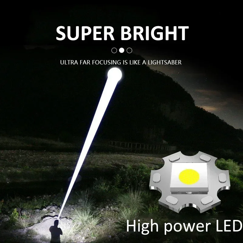 AXRUNZE LED Flashlight Aluminum Alloy Torch with Digital Display Portable USB Rechargeable Flashlights for Camping Hiking