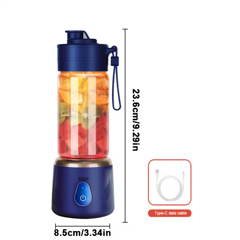 DZEKO Portable Blender Electric Juicer 600ML Fruit Mixers 2000mAh USB Rechargeable Smoothie Mini Blender Multifunction Juice Maker