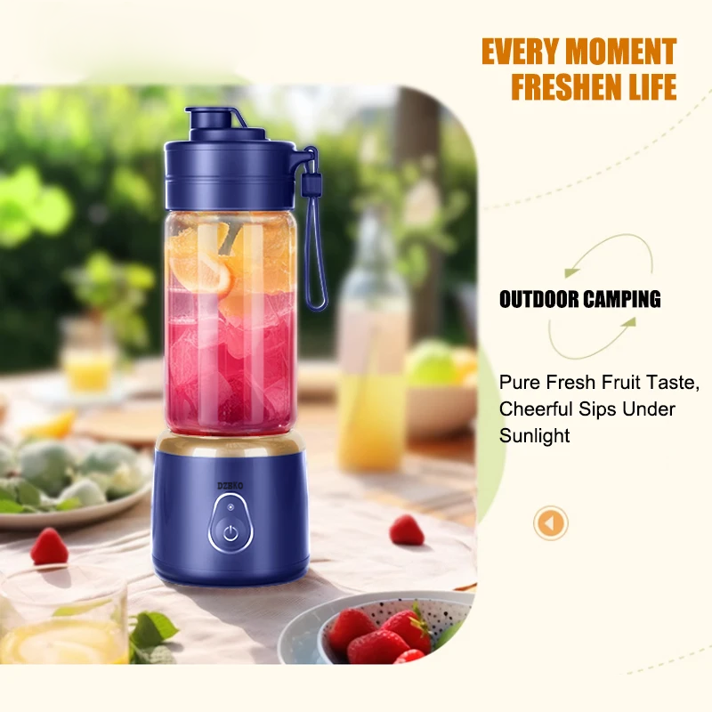 DZEKO Portable Blender Electric Juicer 600ML Fruit Mixers 2000mAh USB Rechargeable Smoothie Mini Blender Multifunction Juice Maker