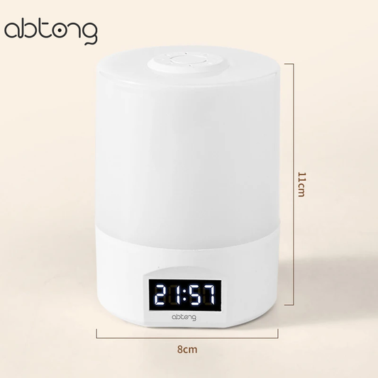 abtong LED Night Light Clock Bedroom Bedside Desk Lamp Touch Baby Feeding Eye Protection Sleep Light Dimmable Charging Touch Desk Lamp