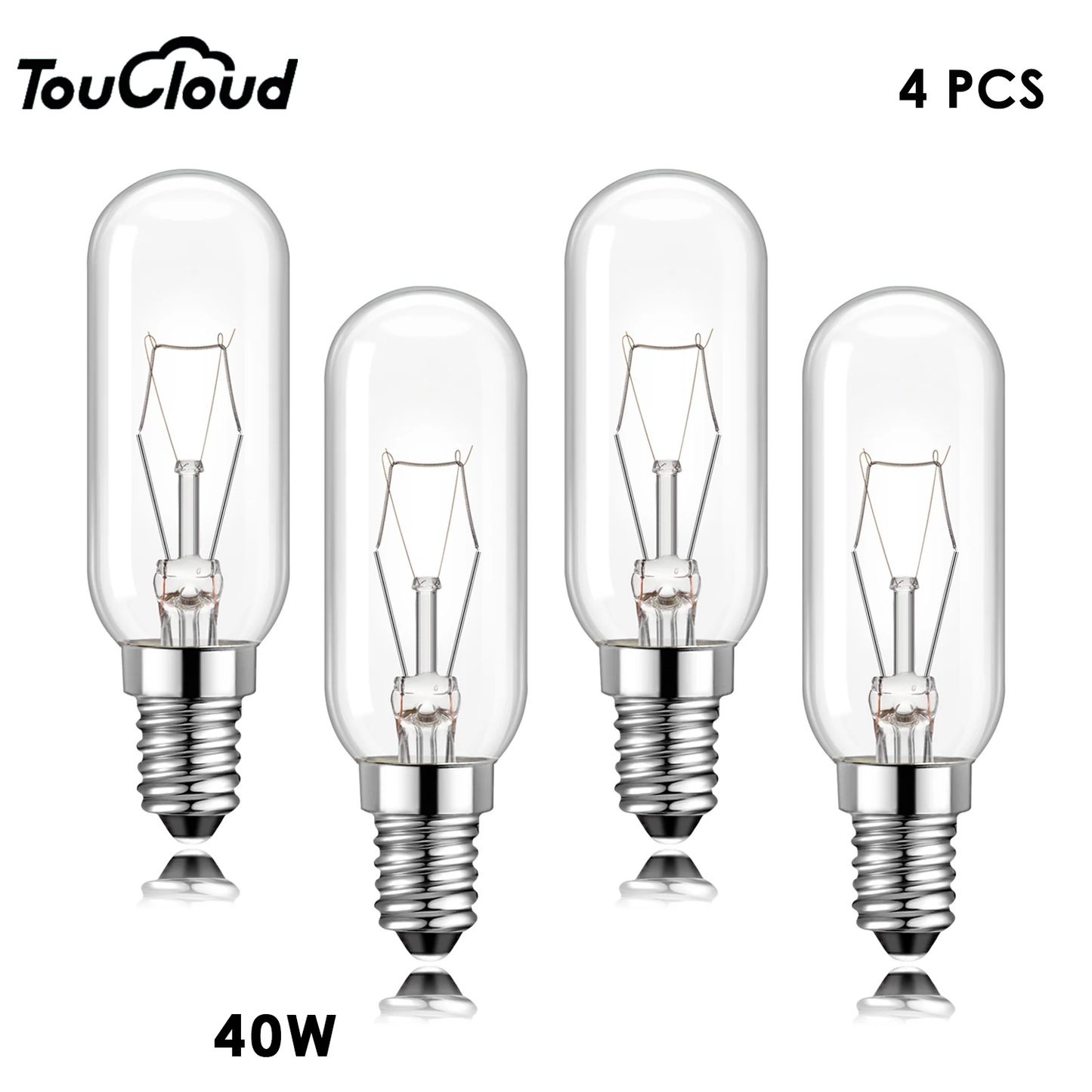 TouCloud 4Pack 40W Tubes Bulbs 220V Warm White 2700K Dimmable Incandescent Light Bulb