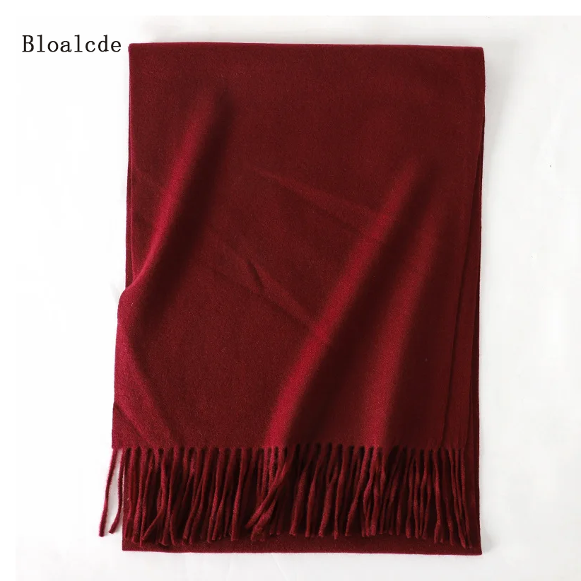 Bloalcde Solid Women Winter Scarf Warm Thicken Cashmere Shawl Outdoor Fashion Luxury Tassels Wrap Windproof Scarves
