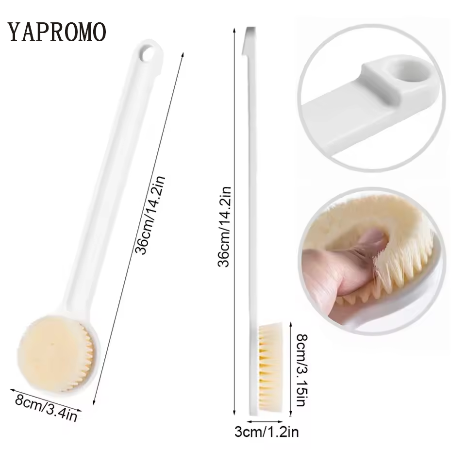 YAPROMO 1pc Long Handle Back Brush for Shower Soft Bristles Body Exfoliating Bath Brush Skin Health Shower Back Scrubber Bath Supplies