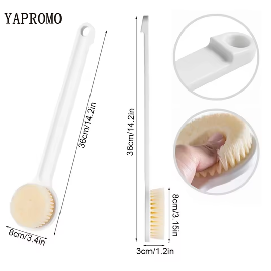 YAPROMO 1pc Long Handle Back Brush for Shower Soft Bristles Body Exfoliating Bath Brush Skin Health Shower Back Scrubber Bath Supplies