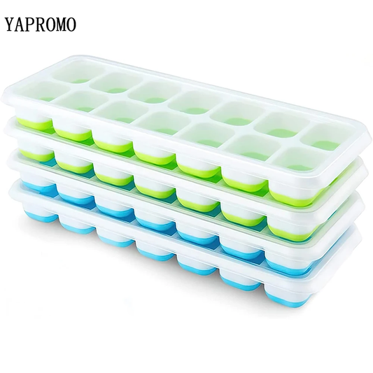 YAPROMO Ice Cube Tray Mold with Lid Silicone Square 14 Cube Easy Release Ice Cube Molds Summer Kitchen Bar DIY Iced Cocktail Freeze Tool