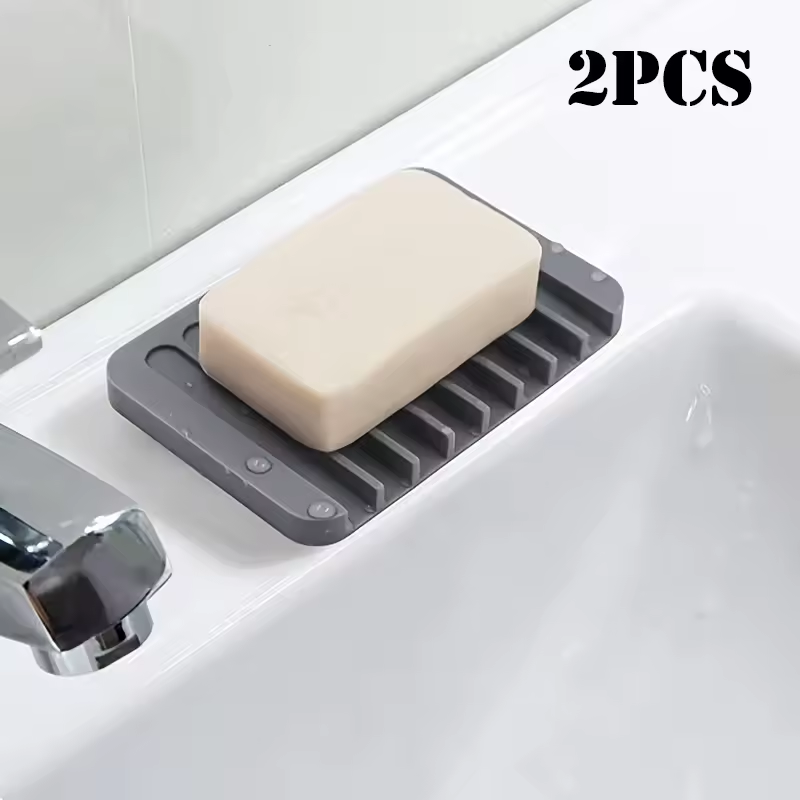 MENGBU Silicone Soap Dish Drain Soap Tray Self Draining Soap Holder Bathroom Soap Rack Shower Soap Storage Rack Bathroom Accessories