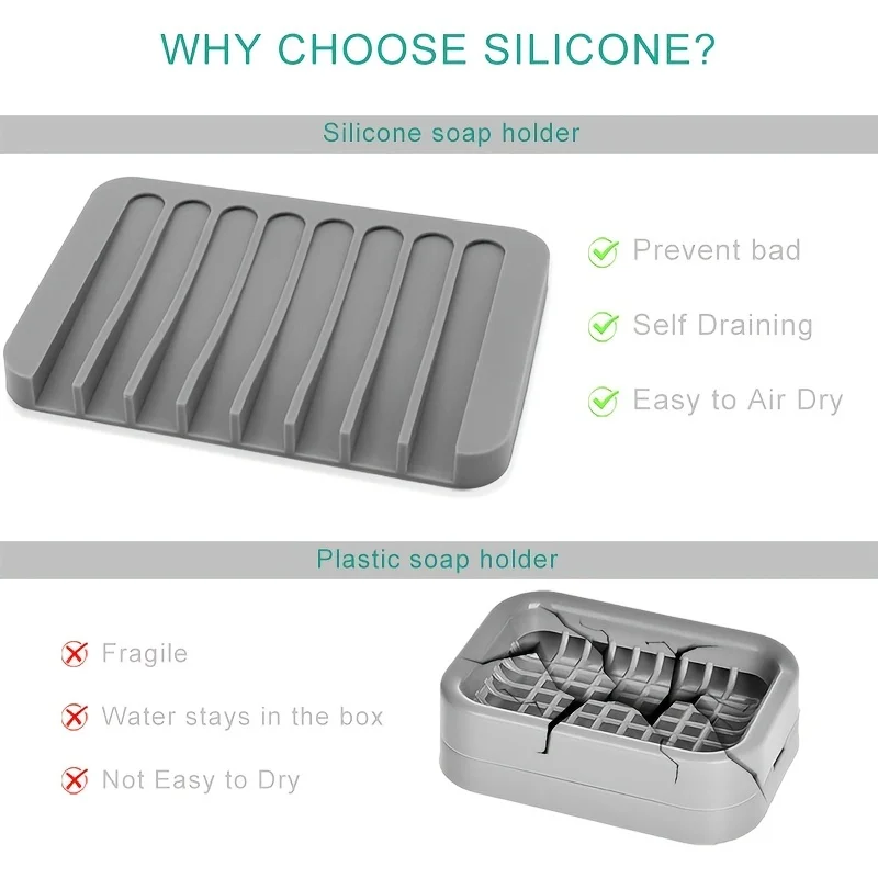 MENGBU Silicone Soap Dish Drain Soap Tray Self Draining Soap Holder Bathroom Soap Rack Shower Soap Storage Rack Bathroom Accessories