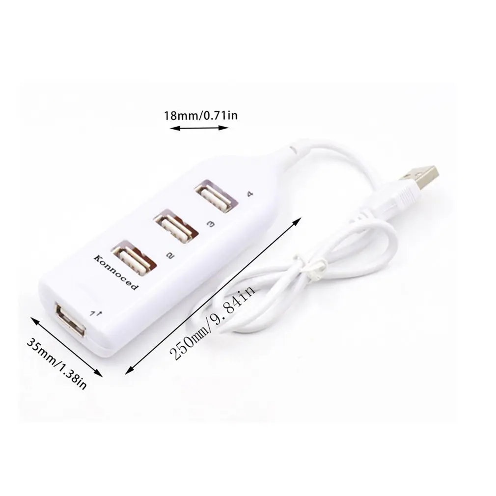 Konnoced Portable 4 Port Multi USB Hub Splitter High Speed USB 2.0 Multiple Expander Adapter For PC Laptop Notebook Computer Accessories